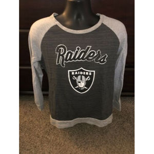 NFL Team Apparel Oakland Raiders Women's Long Sleeve Shirt Gray Silver Sz Large